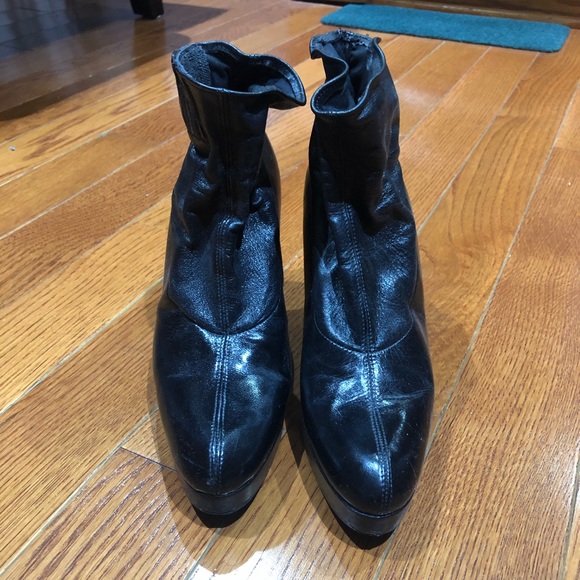 Celine Black Leather Boots Size 37.5 - Picture 2 of 5